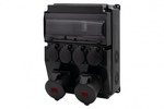 CAJA 12M SCENIC switchgear - straight sockets 16A 5p, 32A 5p, 4x230V, 12 modules, black